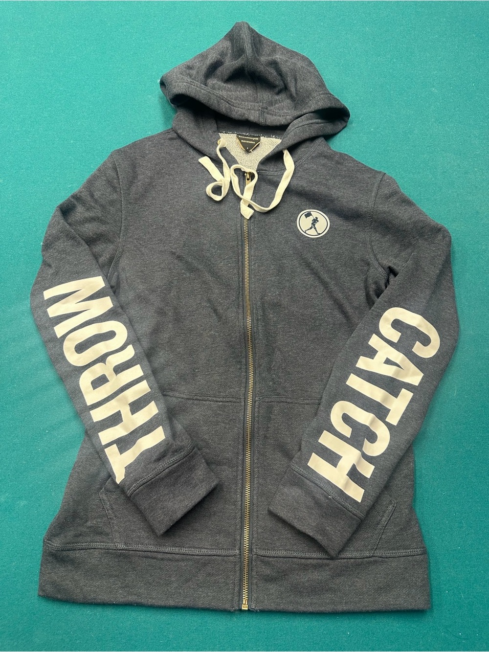 Baseballism gray Charcoal Full-Zip Hoodie CATCH and THROW